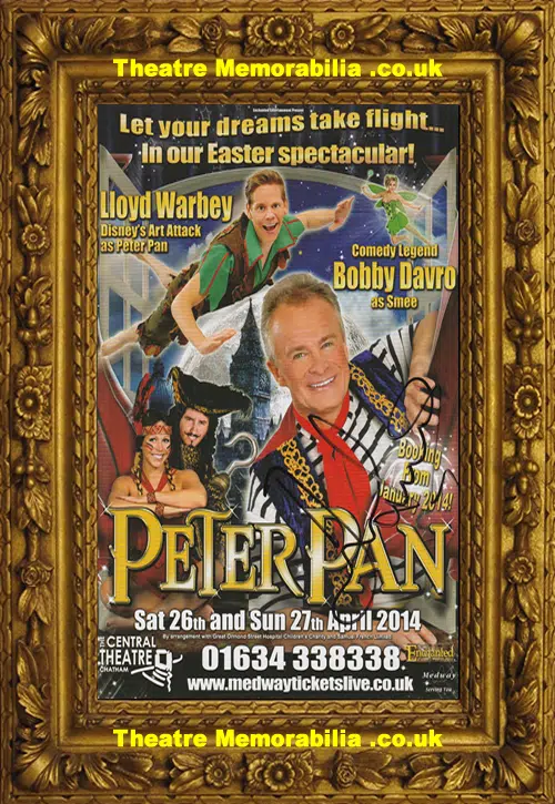 Bobby Davro Autograph Signed Theatre Flyer Peter Pan Panto