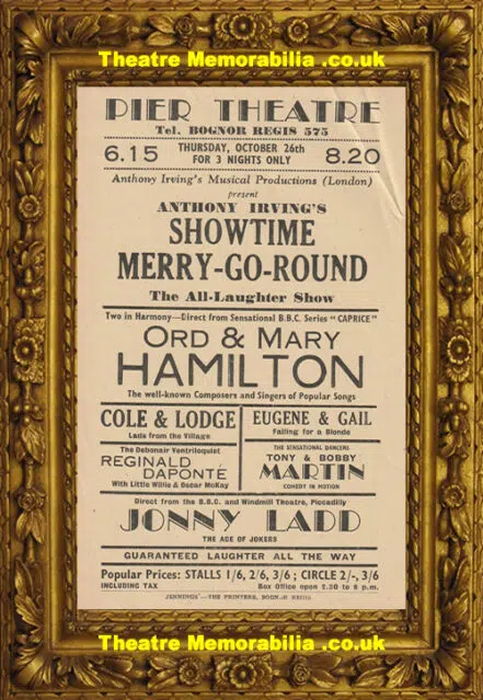 Bognor Regis Pier Theatre Show Time Merry Go Round – Flyer Leaflet 1950