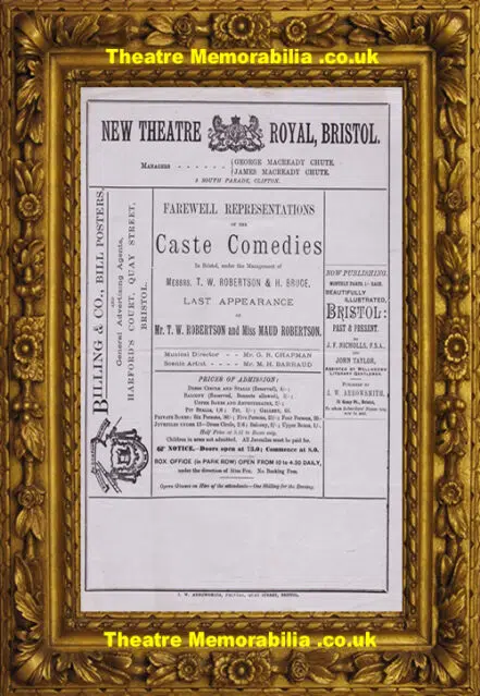 Bristol New Theatre Royal – Caste Comedies – 1881