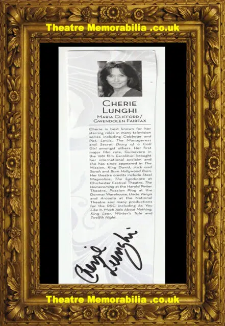 Cherie Lunghi Autograph Signed Page – The Manager Actress