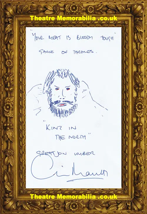 Clive Mantle Autograph Signed Game Of Thrones Doodle Drawing
