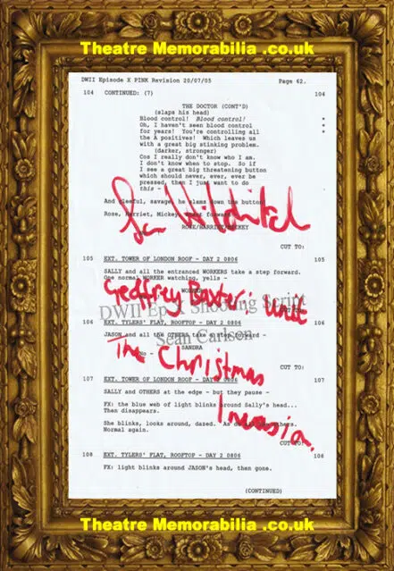 Doctor Who Ian Hilditch Autograph Baxter Signed Script Page