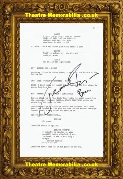 Game Of Thrones Jerome Flynn Autograph Paddy Signed Script Page
