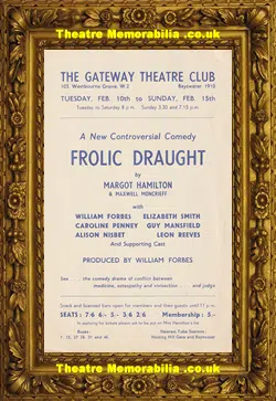 Gateway Theatre Club Frolic Draught - Theatre Flyer Leaflet 1950's
