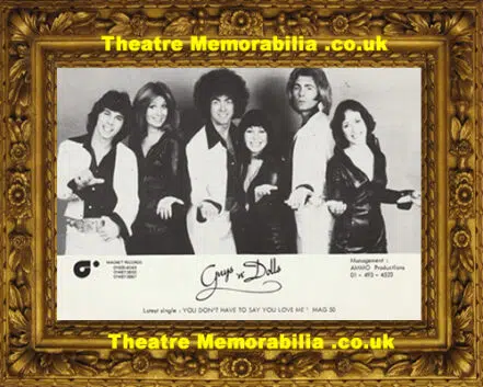 Guys N Dolls Autograph Signed Picture Duo Singers 1970s