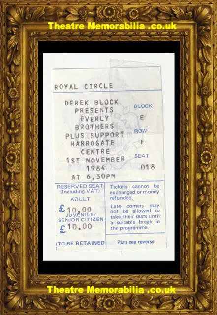 Harrogate Centre Everly Brothers Concert Ticket 1984
