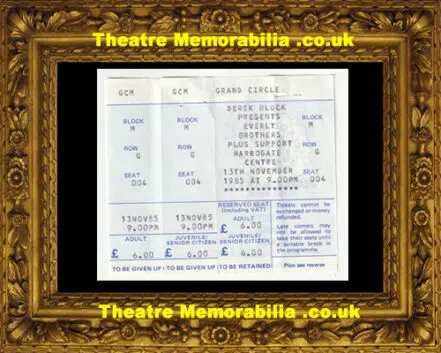 Harrogate Centre Everly Brothers Concert Ticket 1984