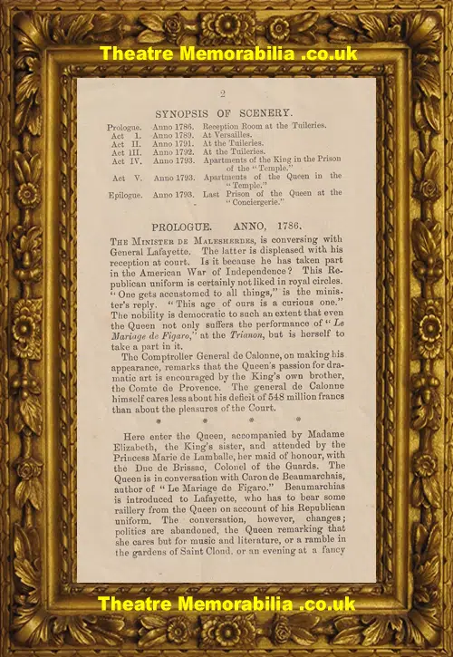 Imperial Theatre - Marie Antoinette - Theatre Text Book 1880