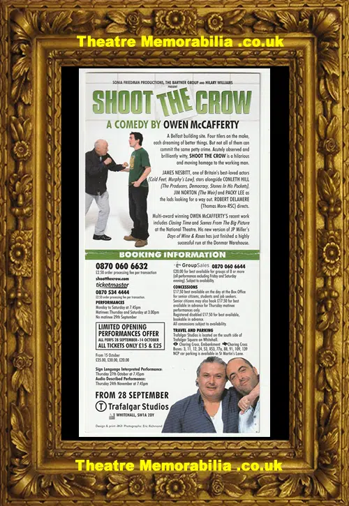James Nesbitt - Shoot The Crow SIGNED Flyer Leaflet