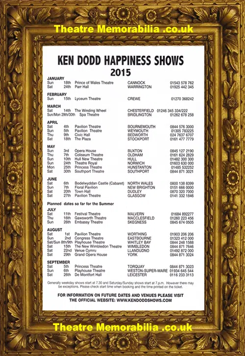 Ken Dodd - Happiness Show Tour - Flyer Leaflet 2015