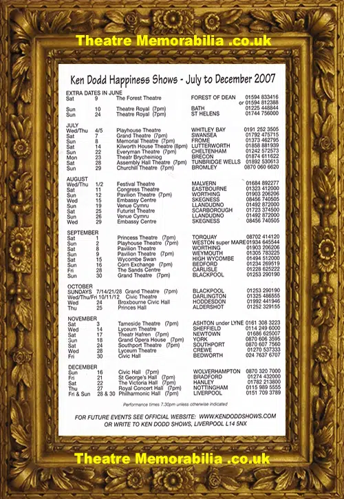 Ken Dodd - Happiness Show Tour - Flyer Leaflet 2007 - Signed