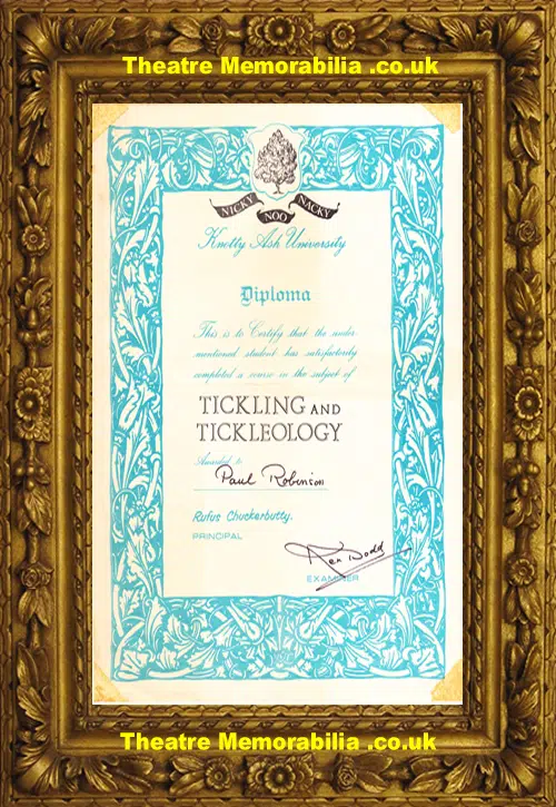 Ken Dodd Signed Memorabilia Photograph Diploma + BBC Letter 1974