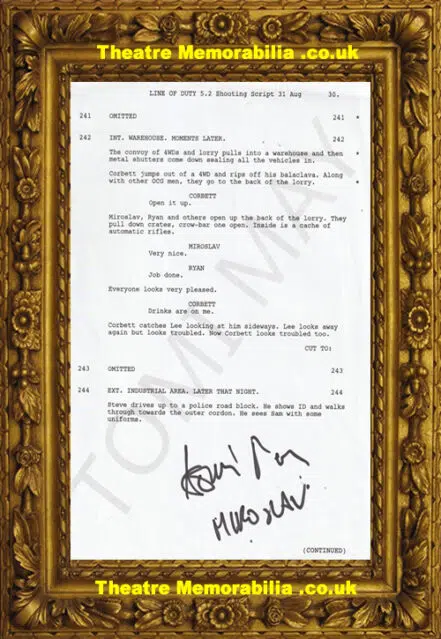 Line Of Duty Tomi May Autograph Miroslav Signed Script Page A