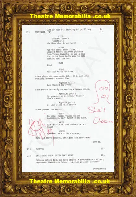 Line Of Duty Tomi May Autograph Miroslav Signed Script Page B