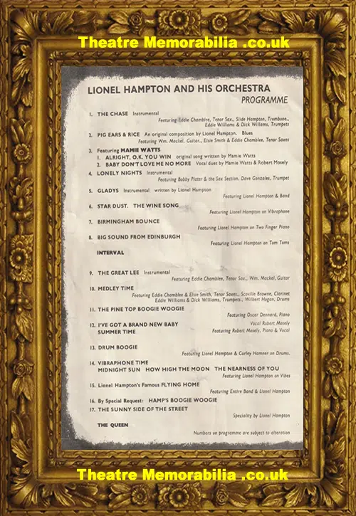 Lionel Hampton American Jazz Pianist Concert Programme SIGNED
