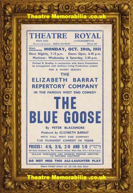 Littlehampton Theatre Royal The Blue Goose – Theatre Flyer Leaflet 1951