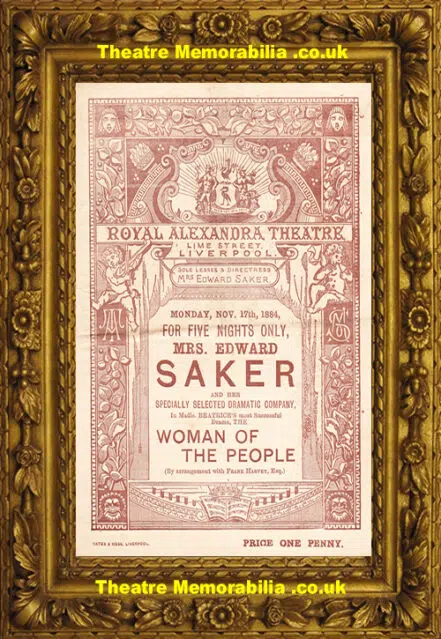 Liverpool Royal Alexandra Theatre – The Woman Of The People 1884