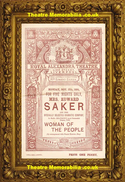 Liverpool Royal Alexandra Theatre - The Woman Of The People 1884