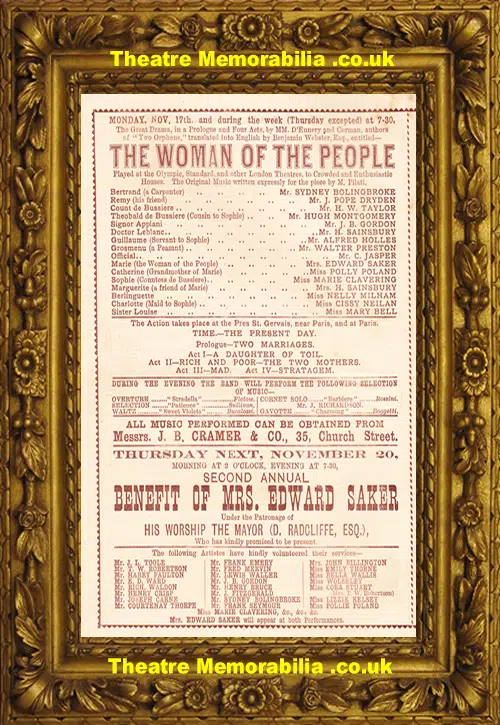 Liverpool Royal Alexandra Theatre - The Woman Of The People 1884