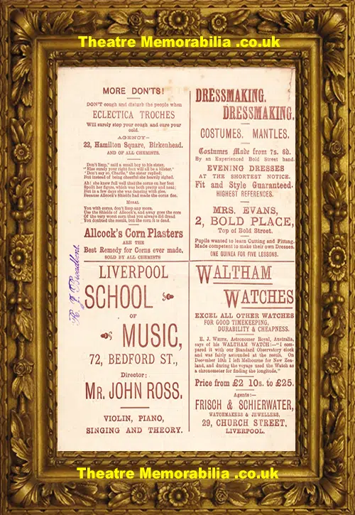 Liverpool Royal Alexandra Theatre - The Woman Of The People 1884