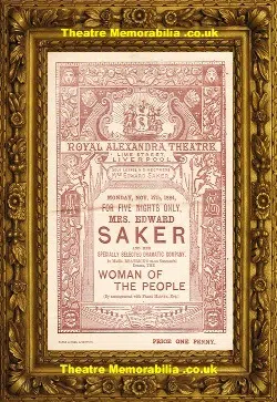 Liverpool Royal Alexandra Theatre – The Woman Of The People 1884