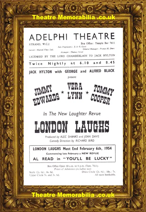 London Adelphi Theatre - London Laughs - 1954 - Vera Lynn Cooper
