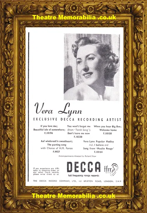 London Adelphi Theatre - London Laughs - 1954 - Vera Lynn Cooper