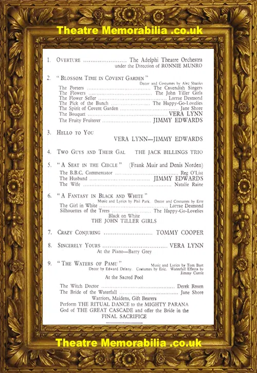 London Adelphi Theatre - London Laughs - 1954 - Vera Lynn Cooper
