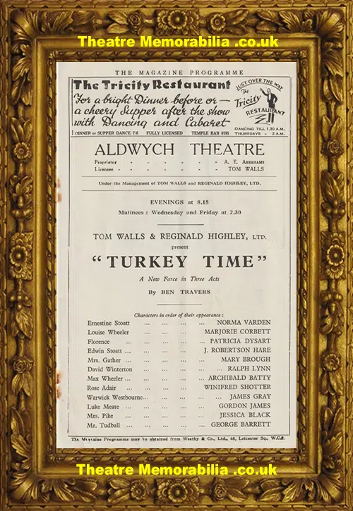London Aldwych Theatre - Turkey Time - 1931