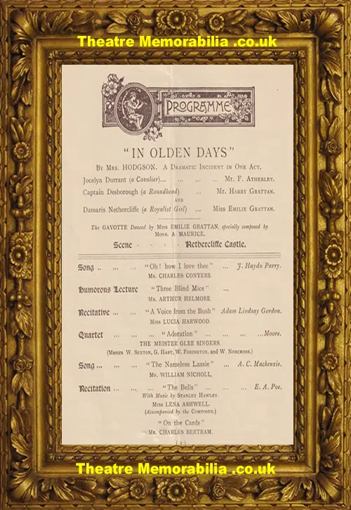 London Criterion Theatre - Mr Maltby Matinee - 1894
