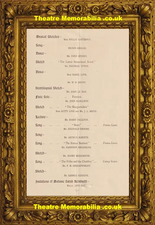 London Criterion Theatre - Mr Maltby Matinee - 1894