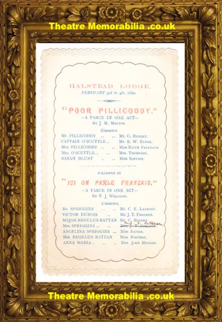 London Halstead Lodge – Poor Pillicoddy – 1880