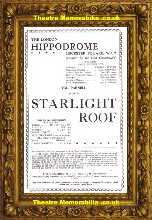 London Hippodrome Theatre - Starlight Roof 1947 - Julie Andrews