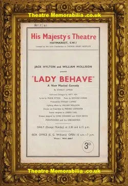 London His Majesty’s Theatre – Lady Behave – 1941