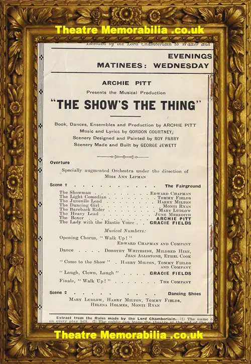 London Lyceum Theatre - The Show's The Thing 1929 Gracie Fields
