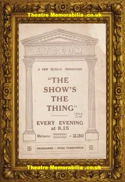 London Lyceum Theatre – The Show’s The Thing 1929 Gracie Fields