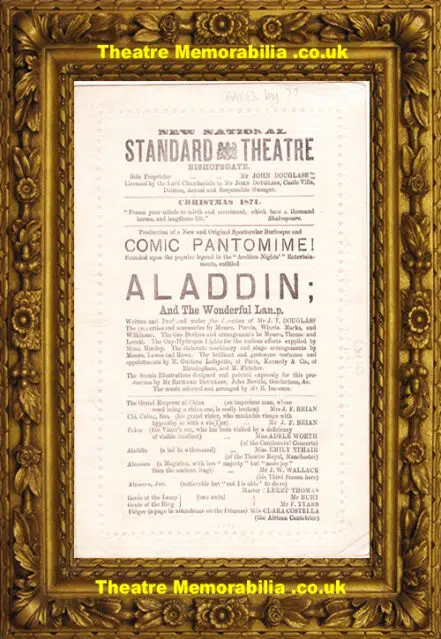 London National Standard Theatre – Aladdin – 1871 – Panto