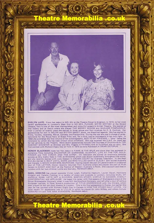 London National Theatre A Little Night Music Honor Blackman 1979