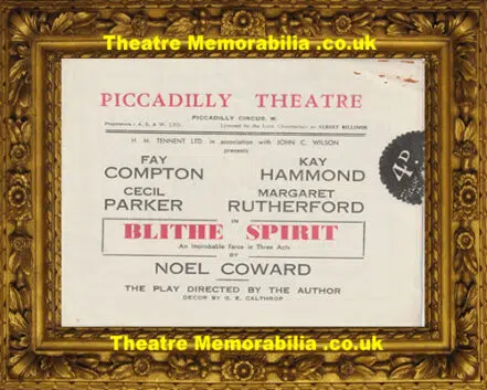 London Piccadilly Theatre – Blithe Spirit – 1941 – Noel Coward