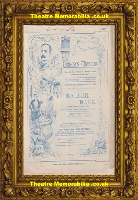 London Princes Theatre – Called Back – 1884