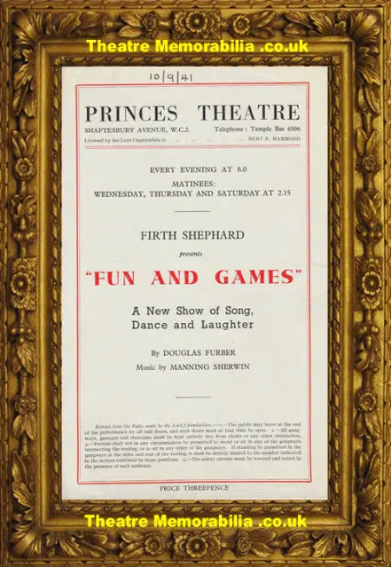 London Princes Theatre – Fun And Games – 1941 – Linda Gray