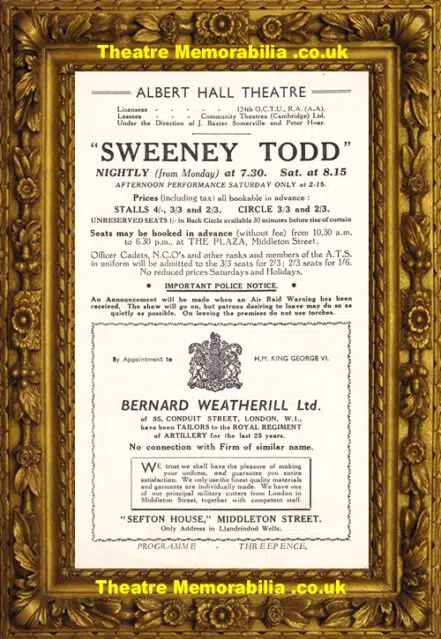 London Royal Albert Hall – Sweeney Todd – 1943