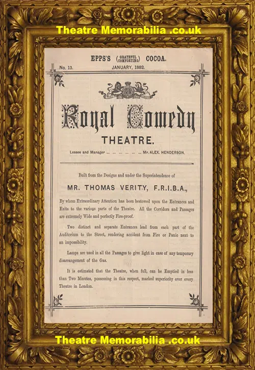 London Royal Comedy Theatre - The Mascotte - 1882