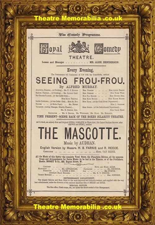 London Royal Comedy Theatre - The Mascotte - 1882