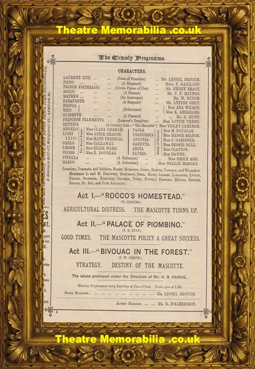 London Royal Comedy Theatre - The Mascotte - 1882