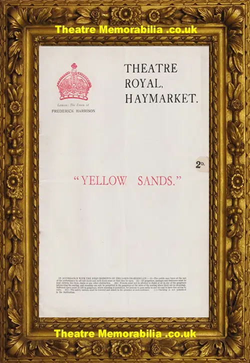 London Royal Haymarket Theatre - Yellow Sands - 1927 + Ticket