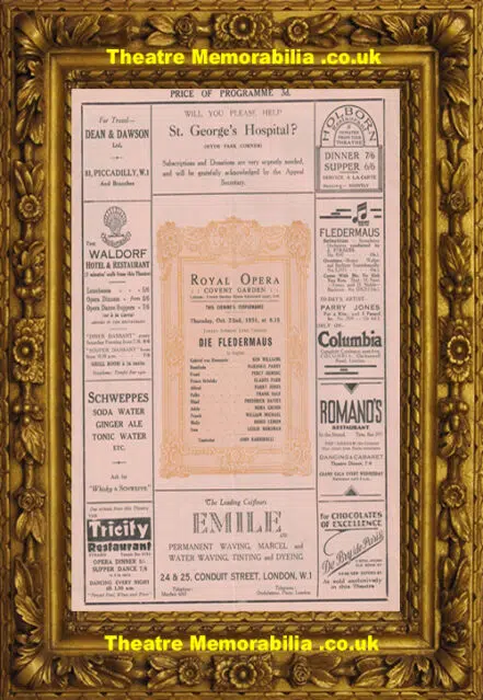 London Royal Opera House – Die Fledermaus – 1931