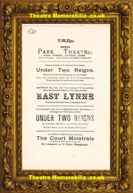 London Royal Park Theatre Camden – East Lynne – 1879