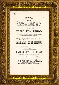 London Royal Park Theatre Camden – East Lynne – 1879