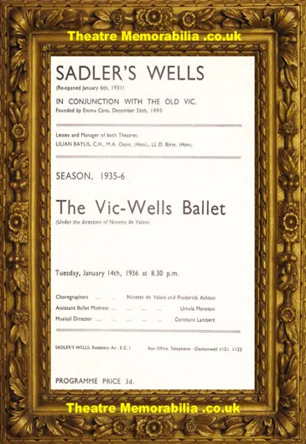 London Sadler Wells Theatre – Rakes Progress 1936 Margot Fonteyn